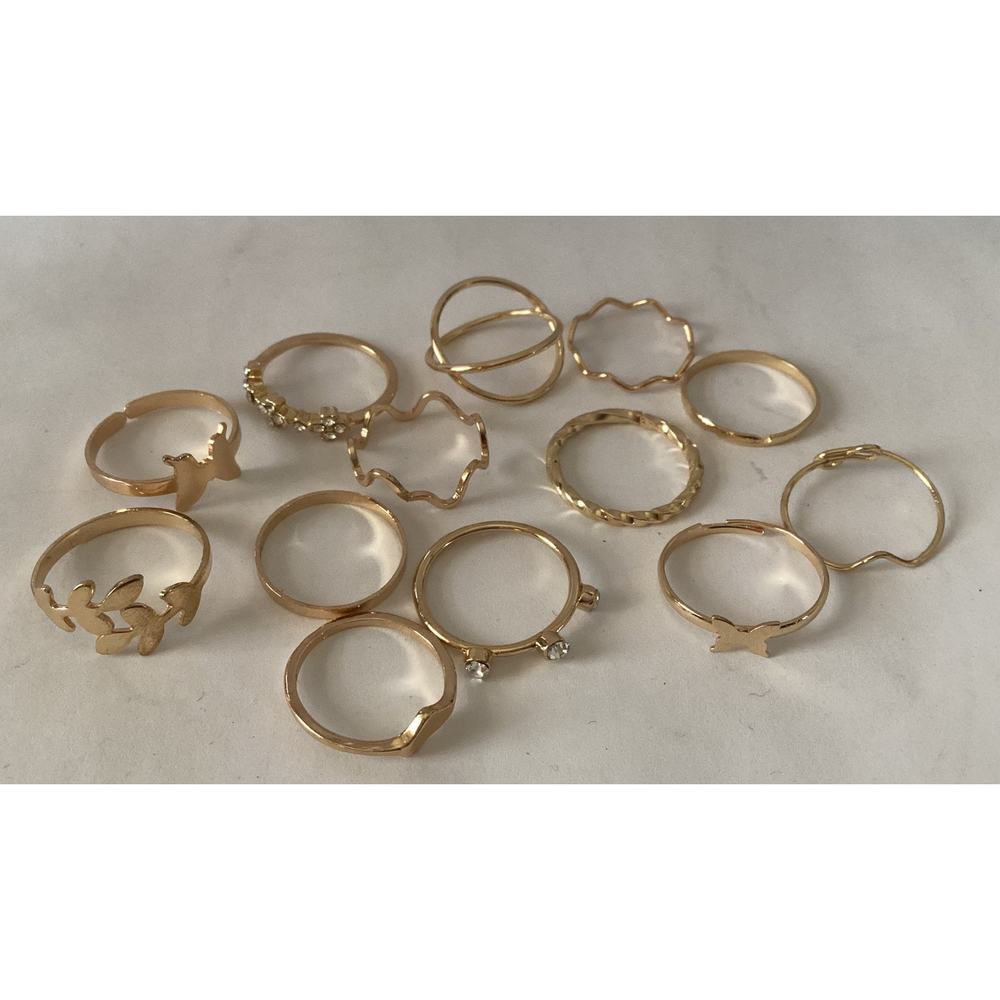 4468 NIP Set of 10 Gold Stacking Rings Bohemian Style Gold Ring Set